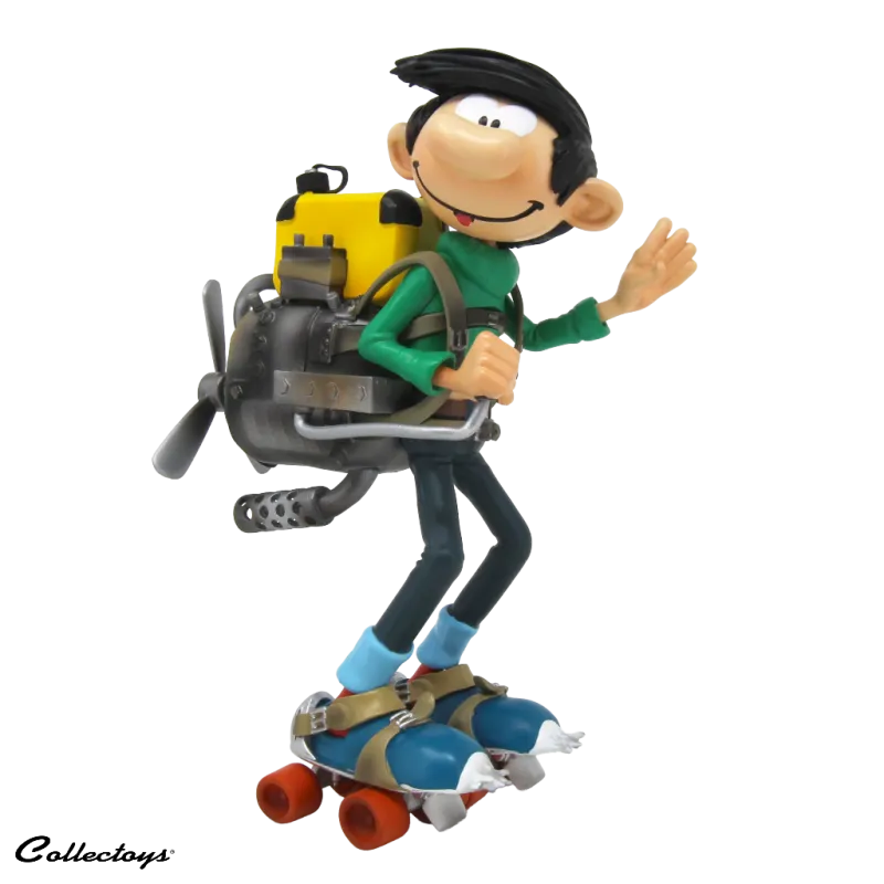 figurine-resine-gaston-invention-patins-a-moteur