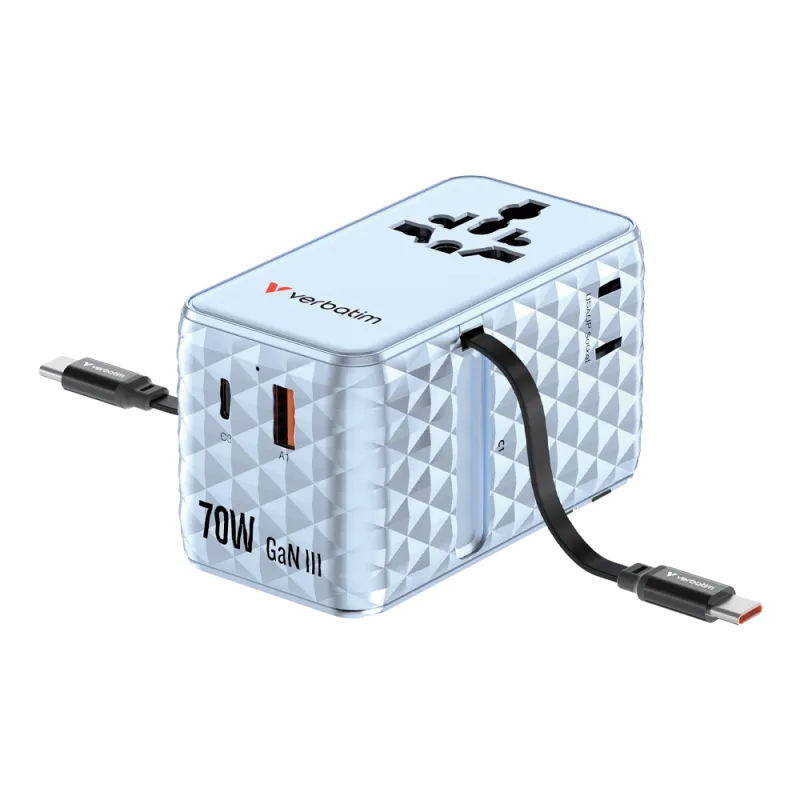 verb-adaptateur-travel-70w-2c-retractable-blue