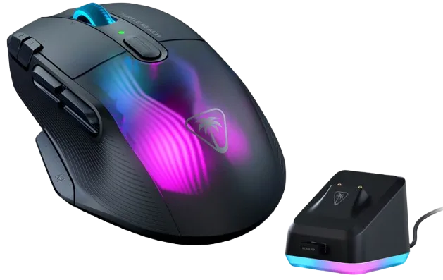 turtle-beach-kone-xp-air-black-wireless-customizable-ergonomic-rgb-gaming-mouse-bluetooth-19k-dpi-optical-sensor-100h-battery-charging-dock-aimo-rgb-lighting-4d-wheel