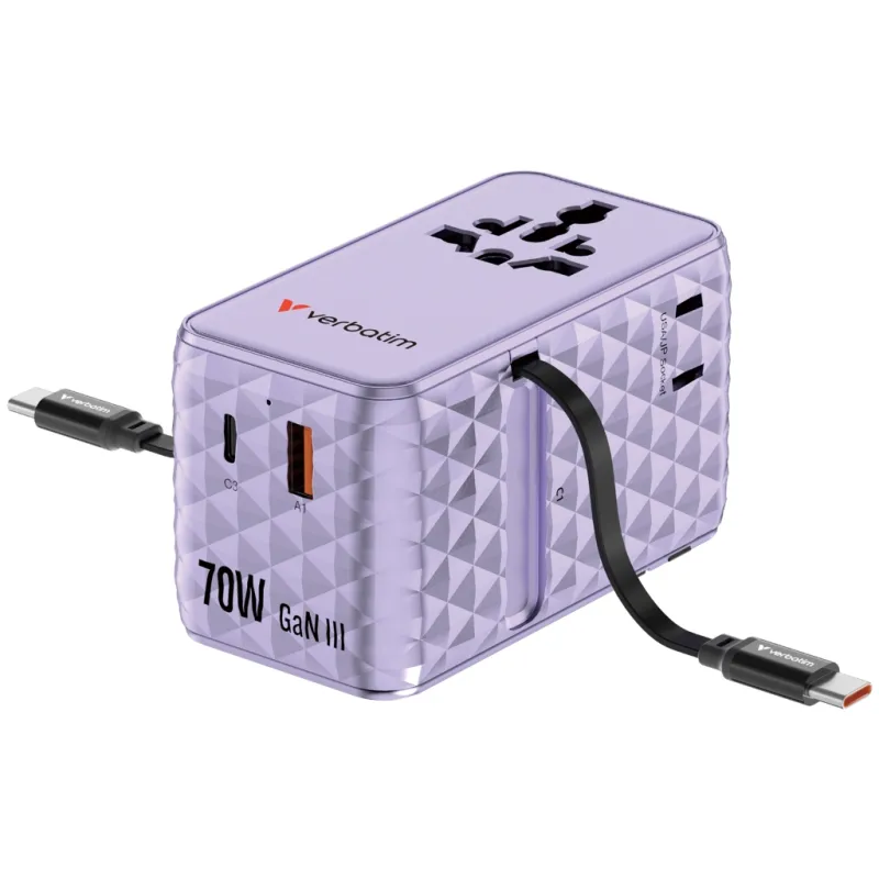 verbatim-charge-n-travel-70w-2c-retractable-universal-travel-adapter-purple