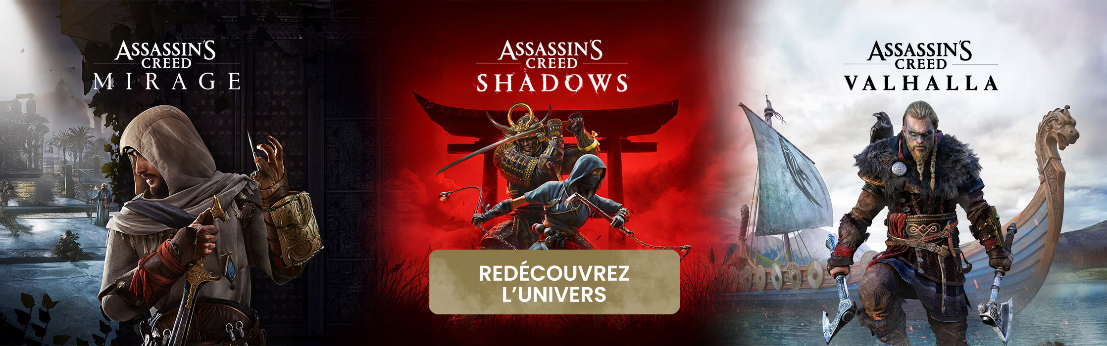 Bannière Assassin's Creed (Shadows, Mirage, Valhalla)