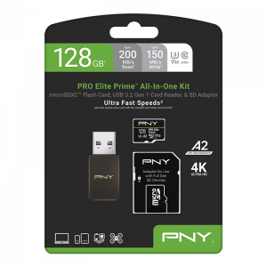 PNY CARTE MICRO SD PRO ELITE PRIME 128GB ALL-IN-ON