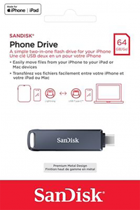 SANDISK PHONE DRIVE CLE USB 64Go USBC / LIGHTNING