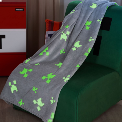 COUVERTURE MINECRAFT CREEPER IMPRIMES PHOSPHORESCE