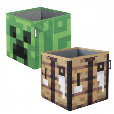 SETT DE 2 BOITES EN TISSU MINECRAFT CREEPER/TABLE