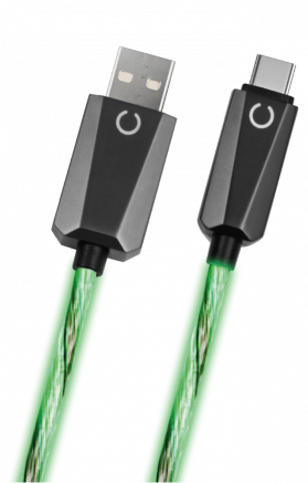 Câble LED vert de charge USB 2.0 A vers C