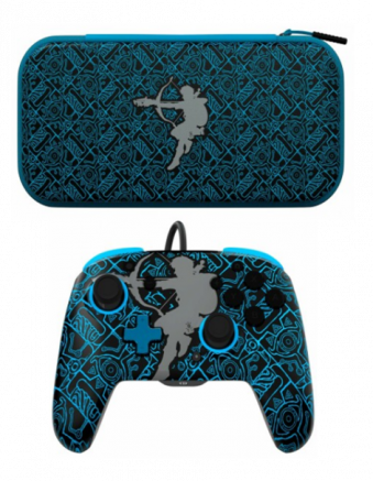 Ensemble avec manette REMATCH GLOW et étui de voyage GLOW : Sheikah Shoot