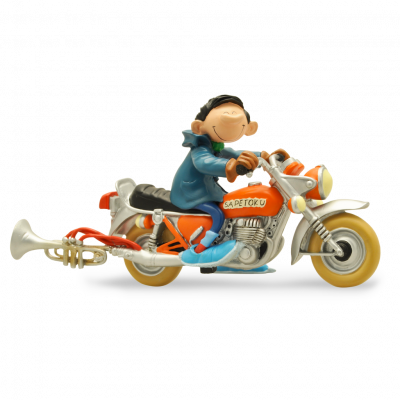 Figurine Gaston sur une moto