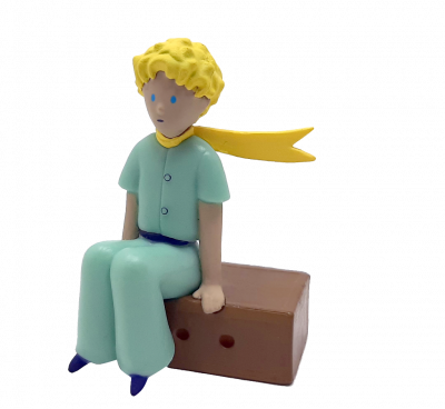 FIGURINE LE PETIT PRINCE SUR SA CAISSE