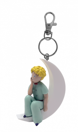 PORTE-CLES LE PETIT PRINCE ASSIS SUR LA LUNE