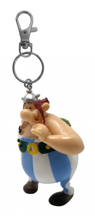 PORTE-CLES OBELIX AMOUREUX AVEC BOUQUET DE FLEURS