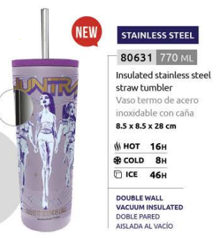 TUMBLER AVEC PAILLE INOX KPOP DH 770ML