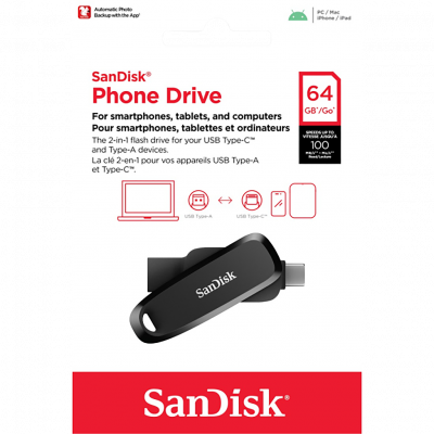 SANDISK PHONE CLE USB 64Go USB 3.2 GEN 1 / USBC NO